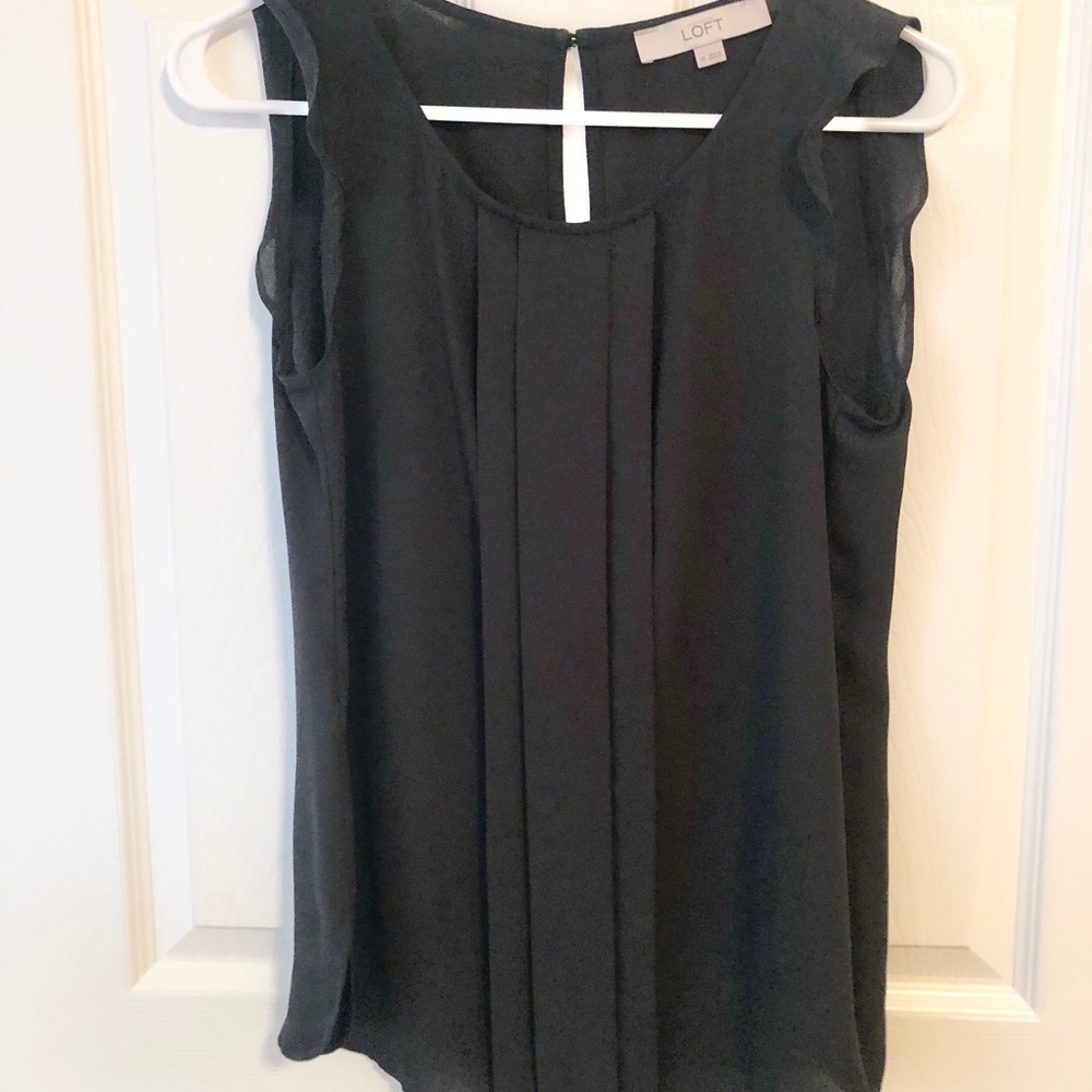 LOFT Black Silk Tank Top